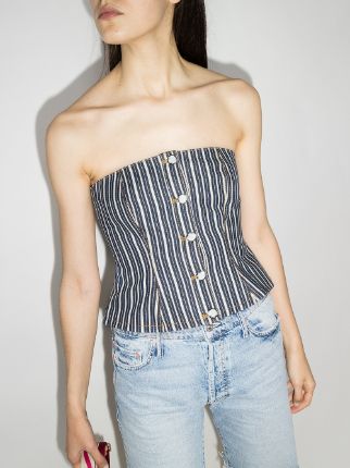 stripe-pattern corset top展示图