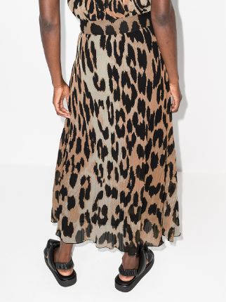 leopard print pleated midi skirt展示图