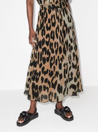 leopard print pleated midi skirt展示图