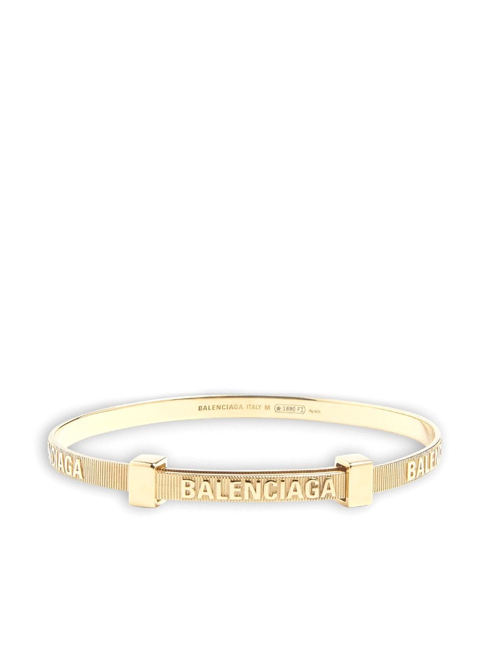 Shop Balenciaga Logo Hoop Bracelet In Gold