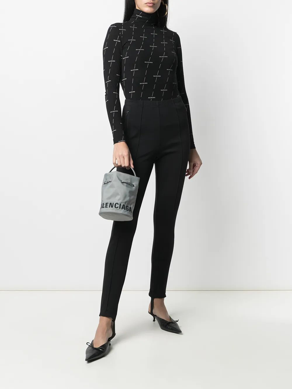 Balenciaga Wheel bucket-tas met logoprint - Grijs