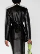 Materiel scalloped-edge faux-leather blazer