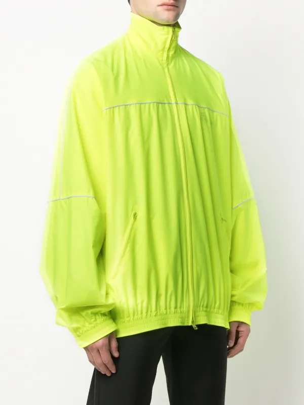 Balenciagaロゴジップアップジャケット ネオンイエロー ボアジャケット Balenciagaロゴジップアップジャケット ネオンイエロー ボアジャケット