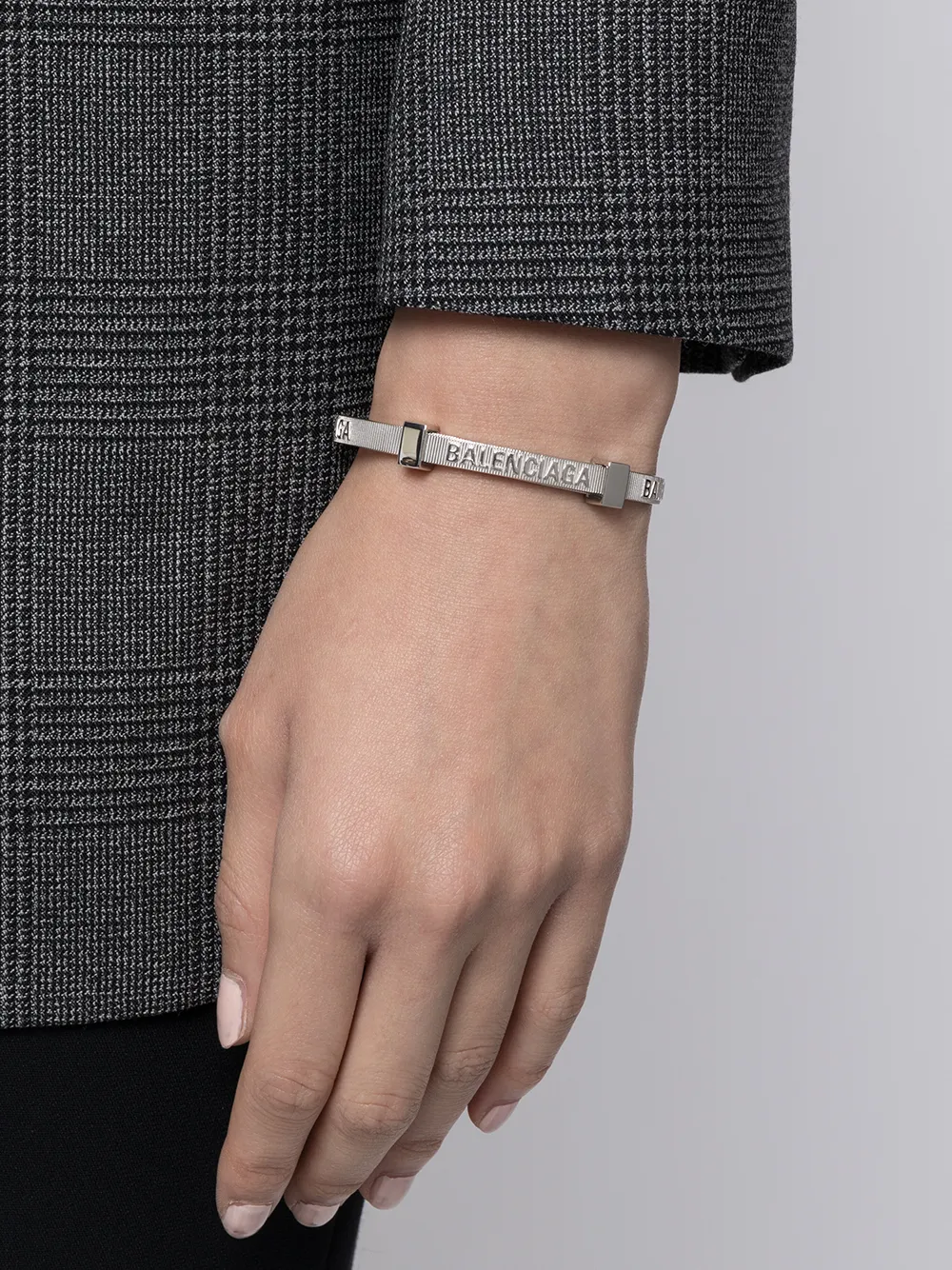 Louis Vuitton Silvertone Monogram Metal Jonc Cuff Bracelet