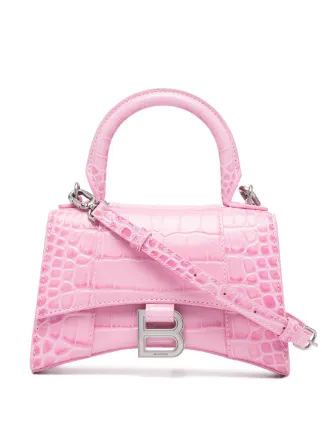 Balenciaga Small Hourglass Top Handle Bag In Denim Pink