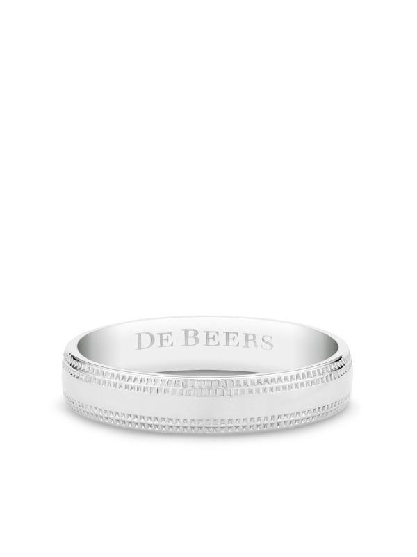 De Beers Jewellers Platinum engraved-logo Band Ring - Farfetch