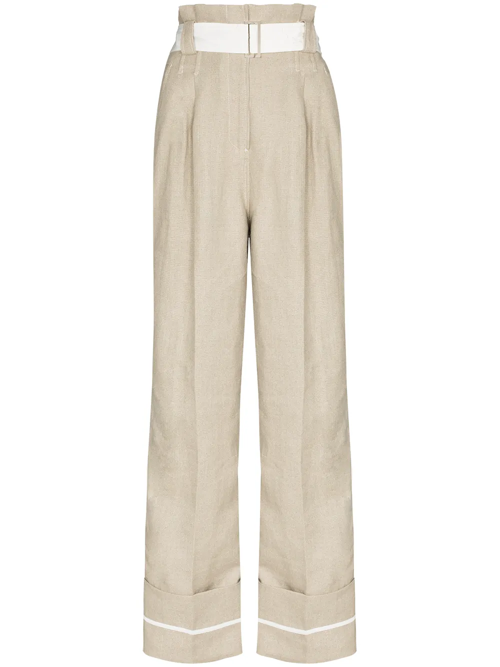 

GANNI flared linen trousers - Neutrals