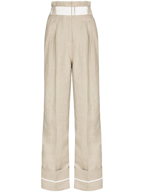 GANNI flared linen trousers