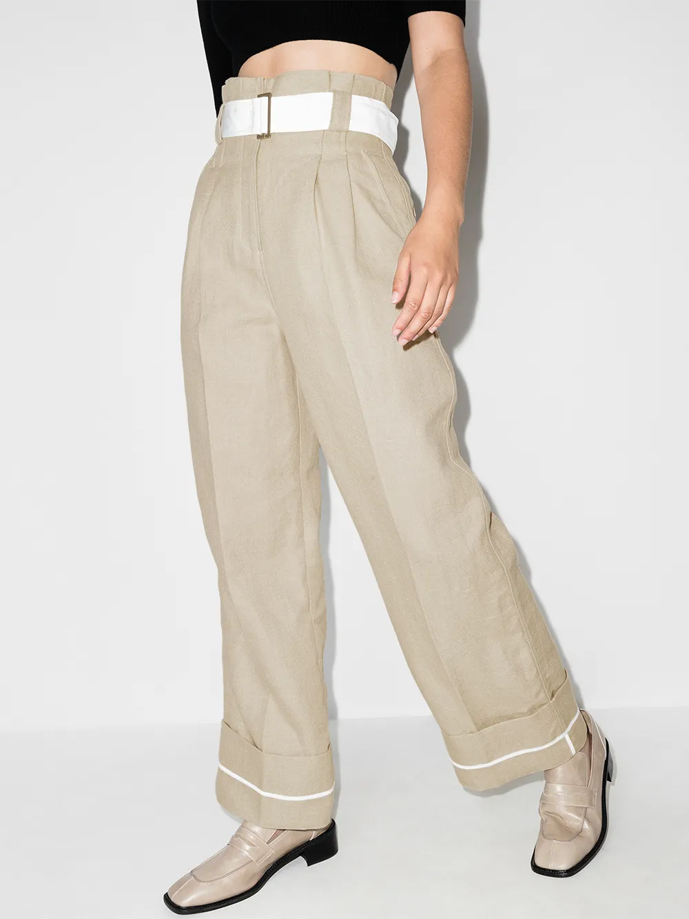 GANNI Linnen broek - Beige