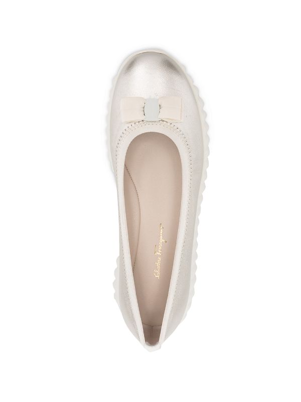 Shop Metallic Salvatore Ferragamo Ballerina Vara Bow Sneakers With Express Delivery Farfetch