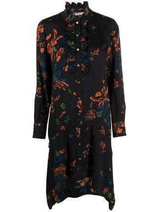 Shop Tory Burch floral print ruffle collar dress with Express Delivery -  FARFETCH