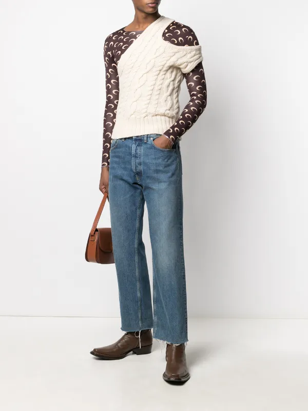 cable knit off shoulder sweater