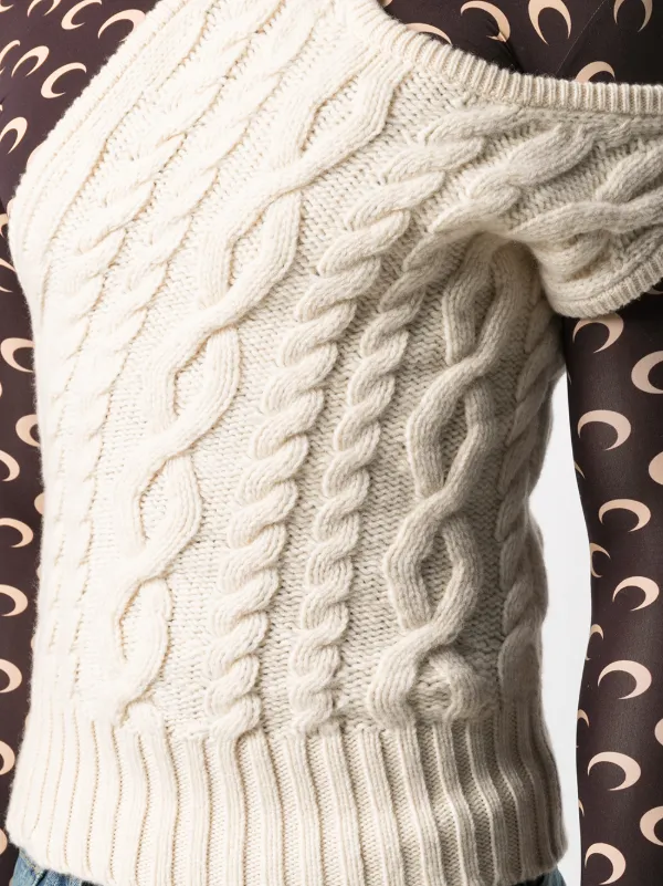 cable knit off shoulder sweater