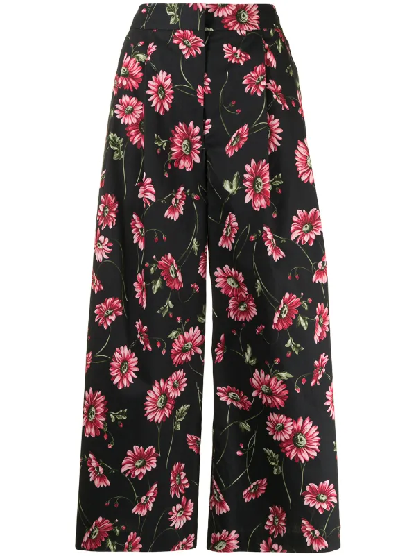 Adam Lippes Floral-print Cotton Culottes in Black