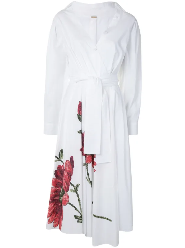 daisy print wrap dress