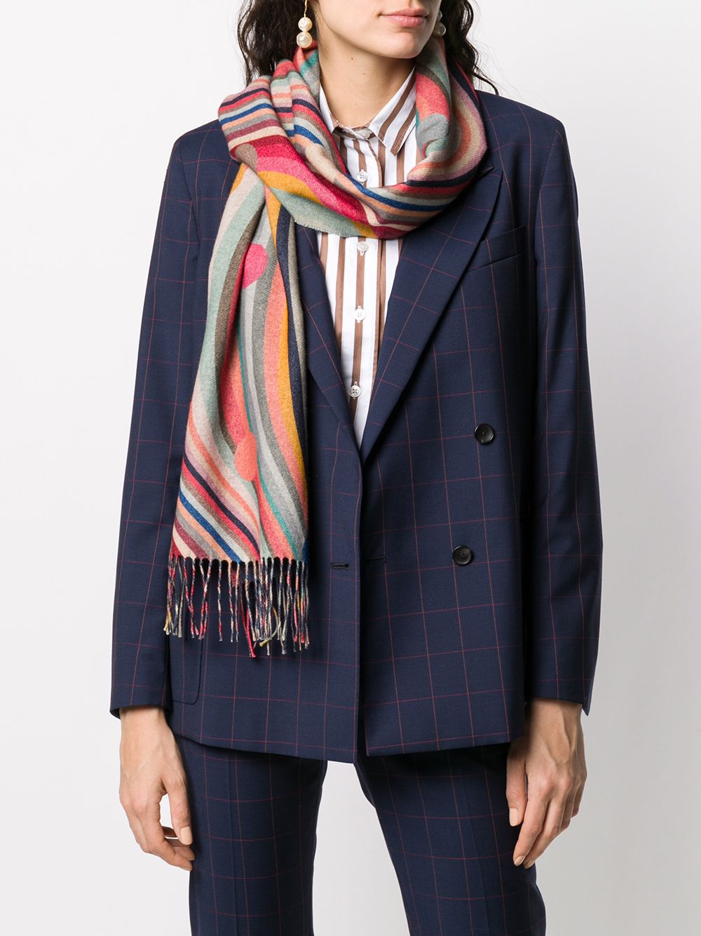 Paul Smith Sjaal met franje - Blauw