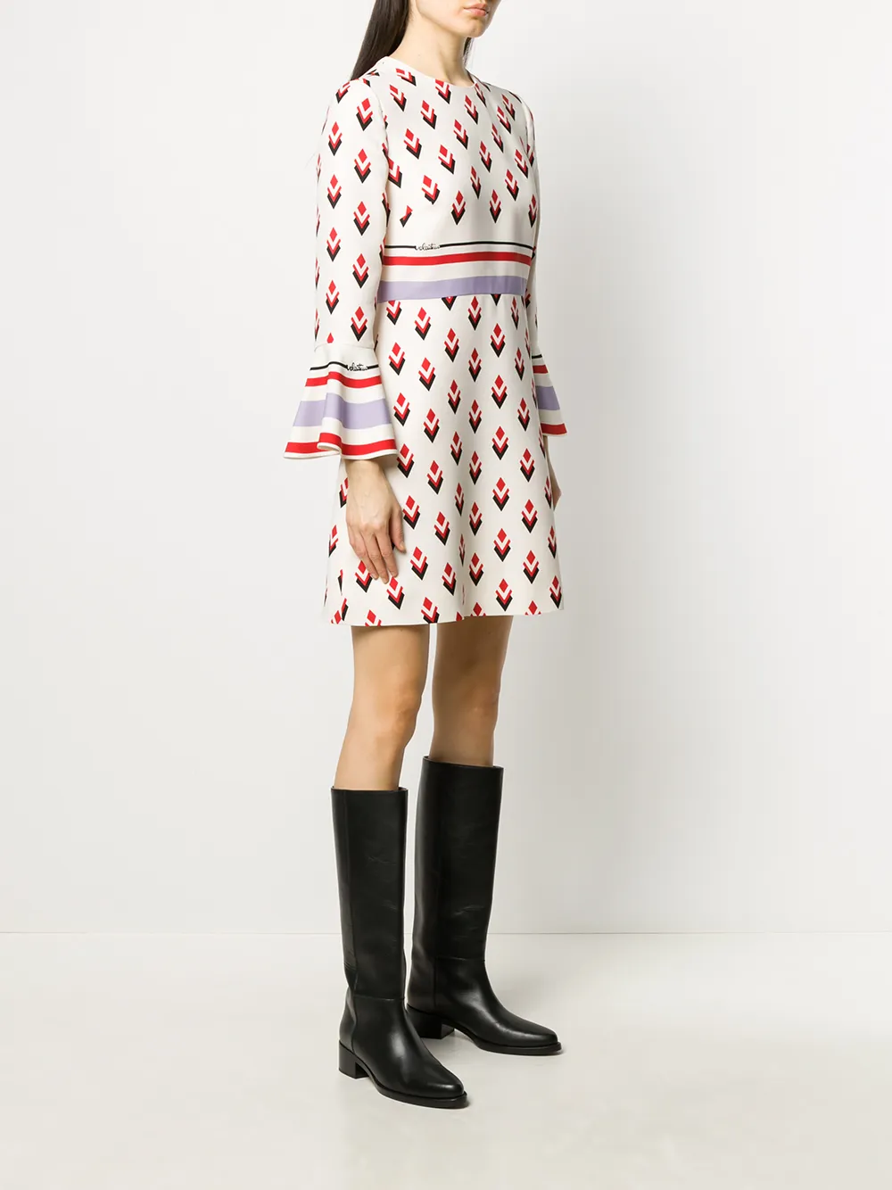 Valentino Garavani Jurk met geometrische print Beige