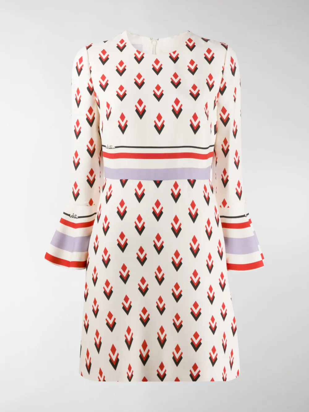 Valentino Geometric-print Dress In Neutrals