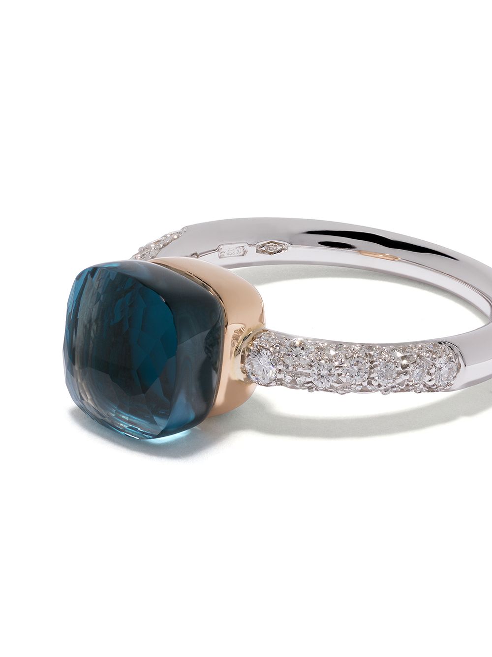 Shop Pomellato 18kt White & Rose Gold Nudo Topaz And Diamond Ring In Silver