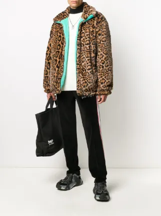 faux fur leopard print coat展示图