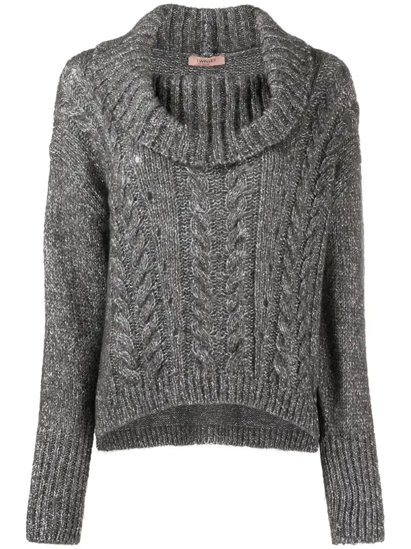 roll neck cable knit jumper