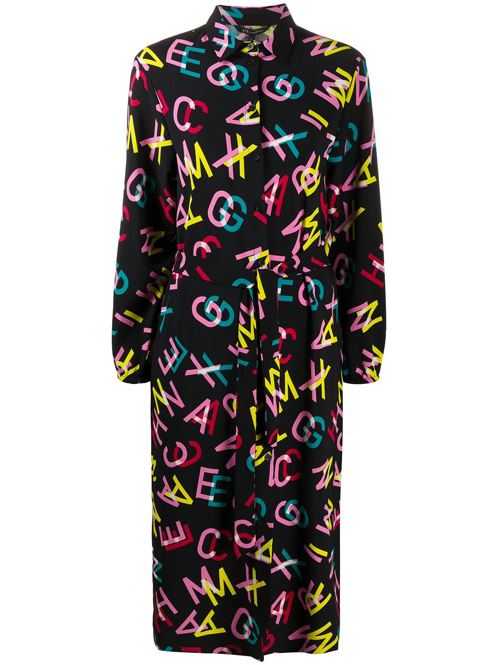фото Armani exchange платье-рубашка длины миди с логотипом