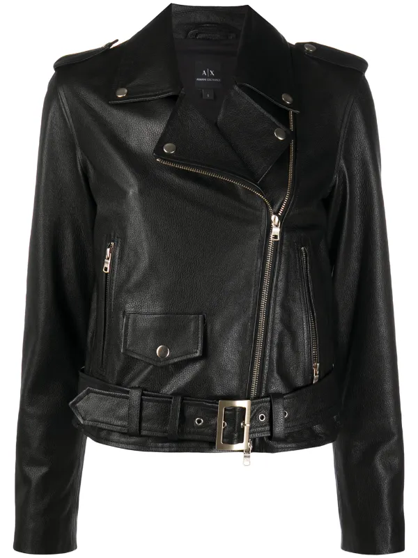 armani exchange black leather jacket