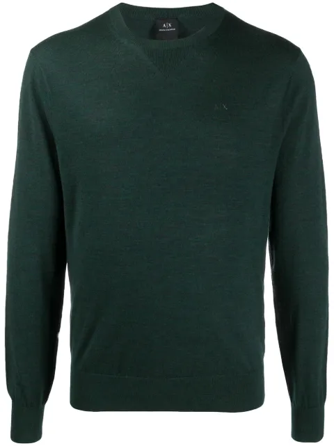 Armani Exchange embroidered logo virgin wool jumper