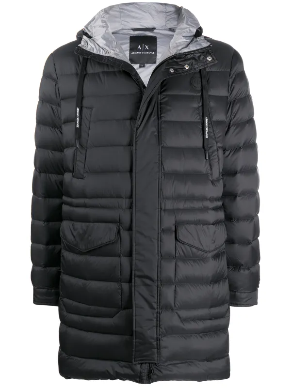 mid length down coat with hood