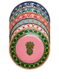 La DoubleJ Pineapple-print porcelain desert plates (set of 6) - Pink