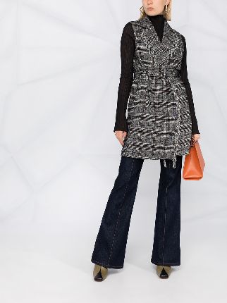 sleeveless fringed check coat展示图