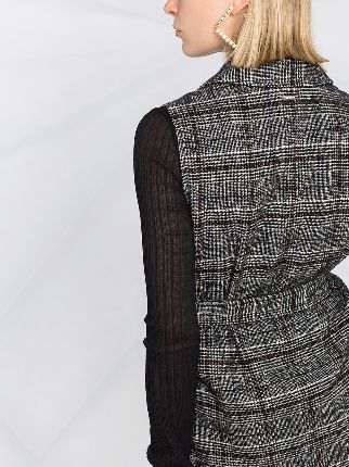 sleeveless fringed check coat展示图