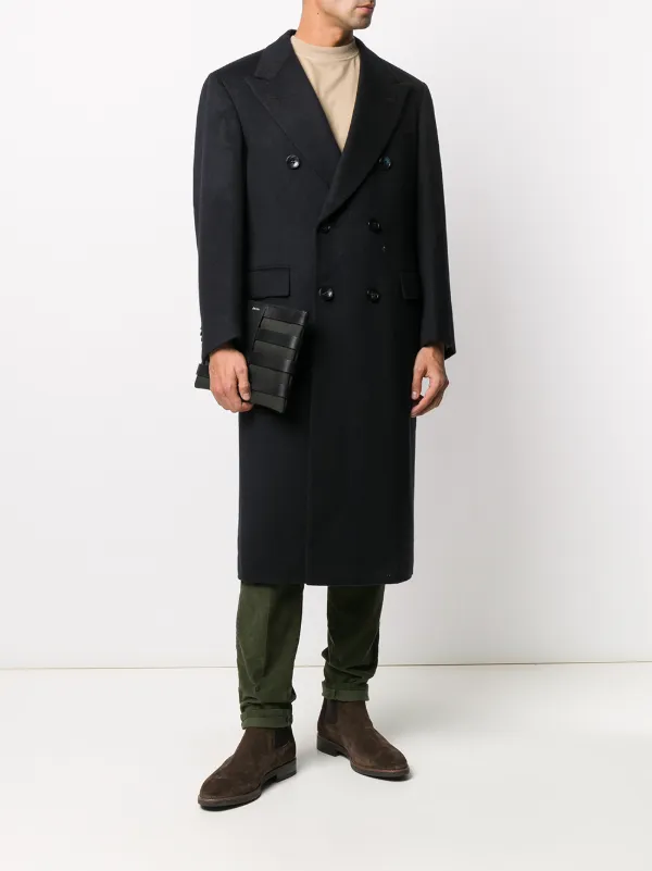 ジャケット Kiton D55607DK05I3805000 Coats Double-breasted coat Single-breasted double coat in blue cashmere | Kiton