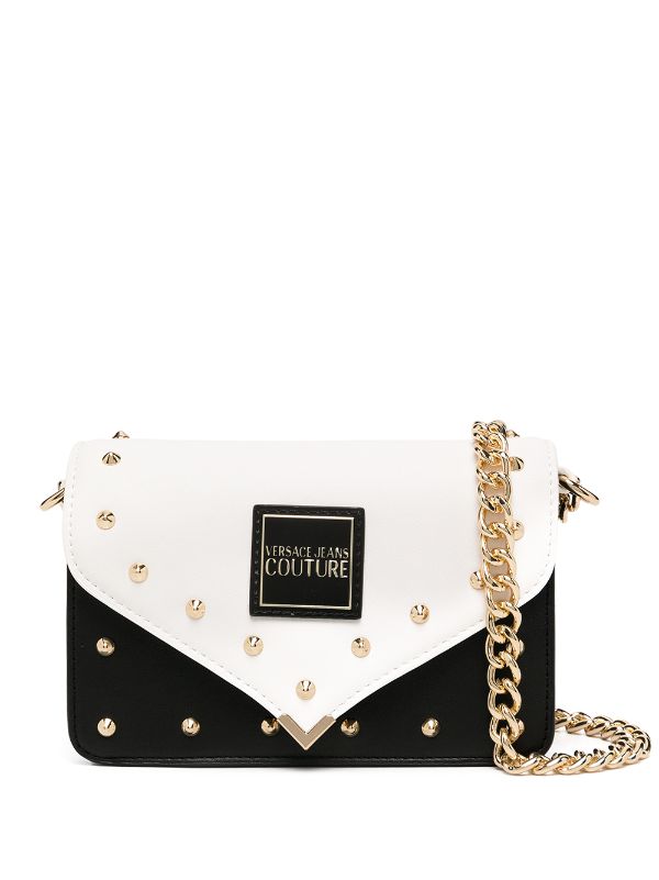 black and white embellished cross body bag