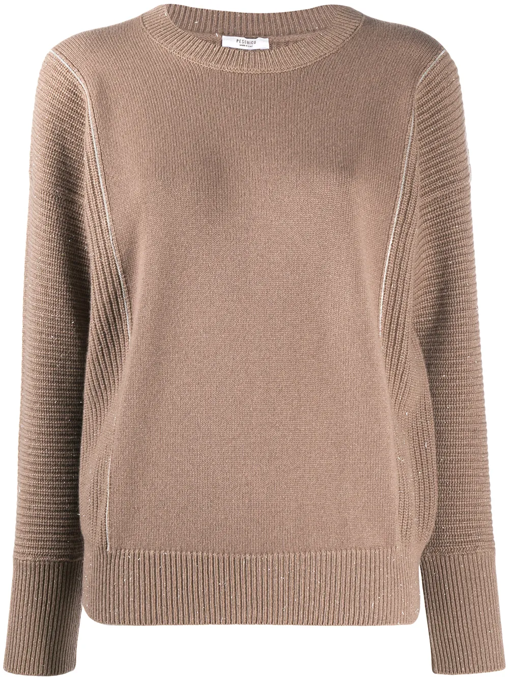 Peserico panelled knit crewneck jumper | Brown | Image 1