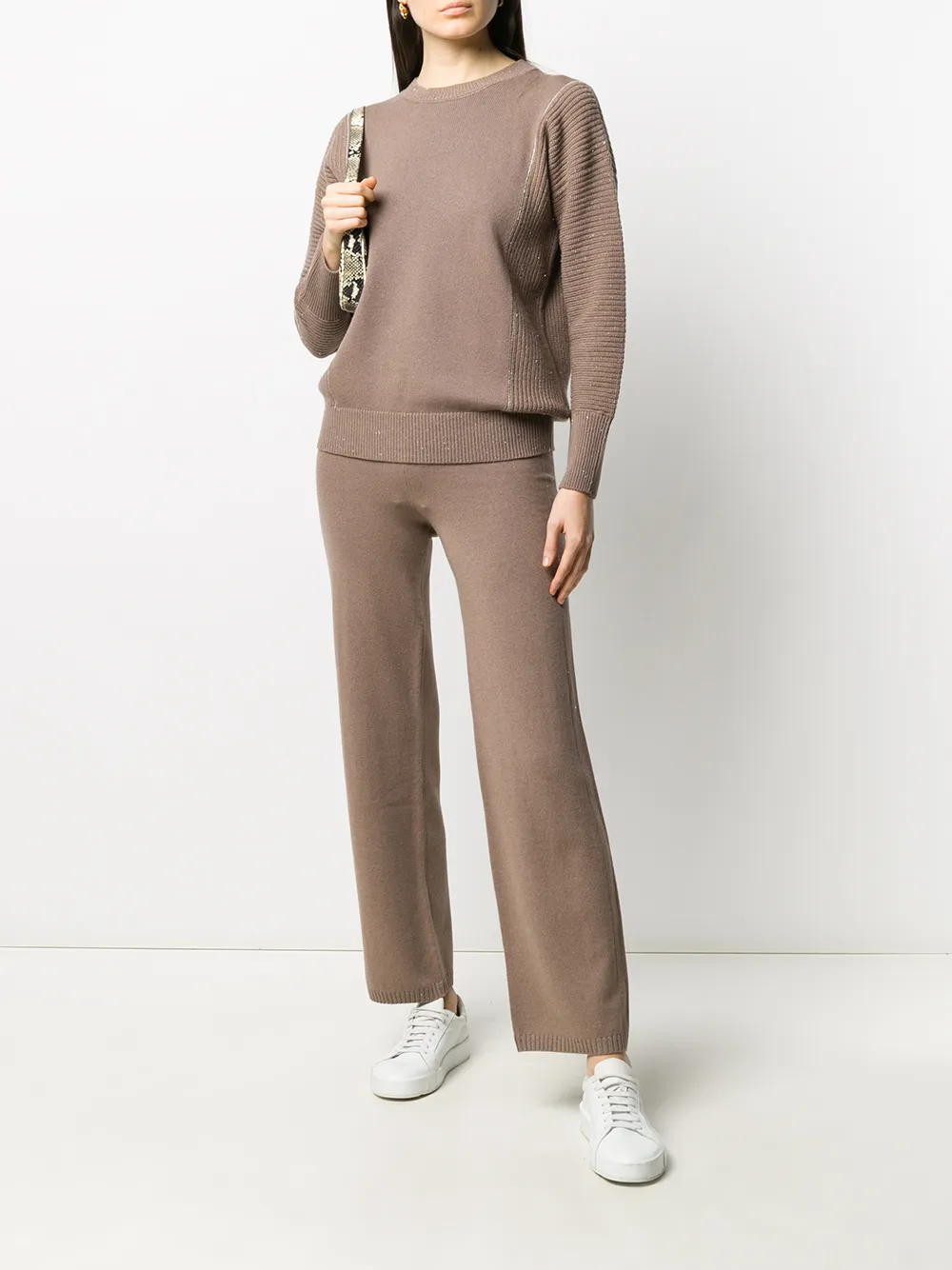 Peserico panelled knit crewneck jumper | Knitted Sweaters | Image 2