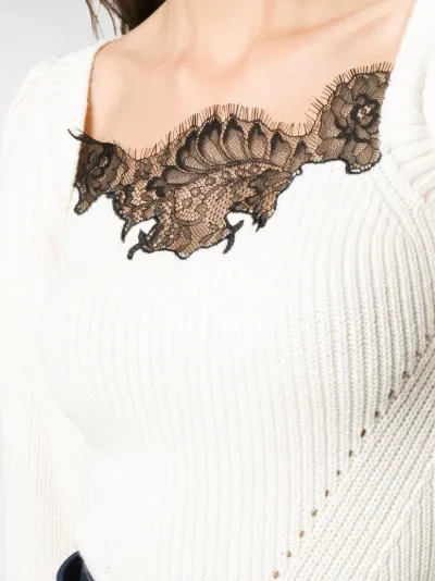 Self-Portrait lace-detail knit top 