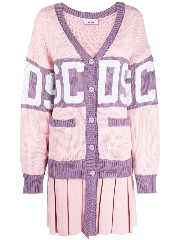 pink and purple cardigan