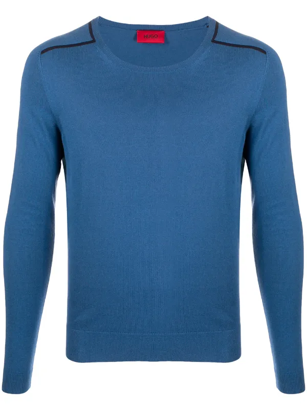 blue fine knit jumper