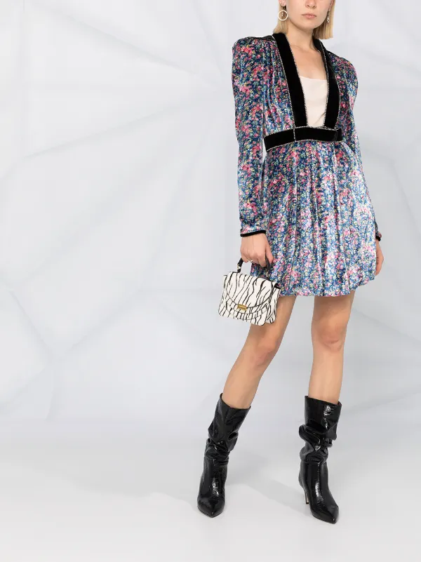 floral mini dress by philosophy di lorenzo serafini Philosophy Di Lorenzo Serafini Puff Sleeve Floral Mini Dress In Fantasy Print Green