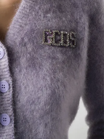 Gcds cropped button-up cardigan purple 