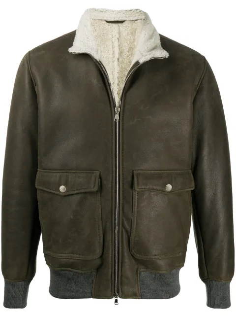 lined leather bomber jacket