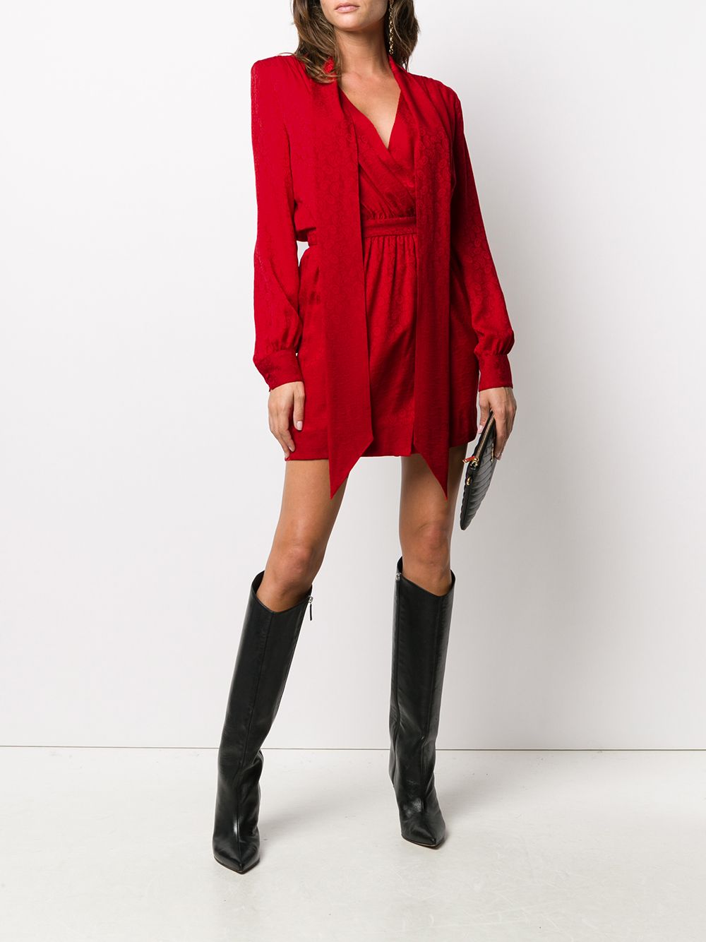 Saint Laurent Jurk met gesmockte hals - Rood