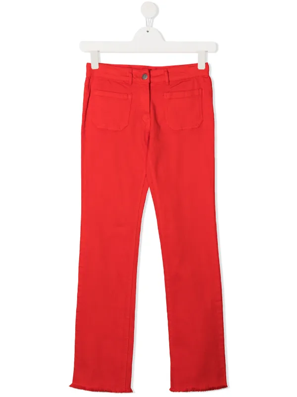 red slim fit jeans