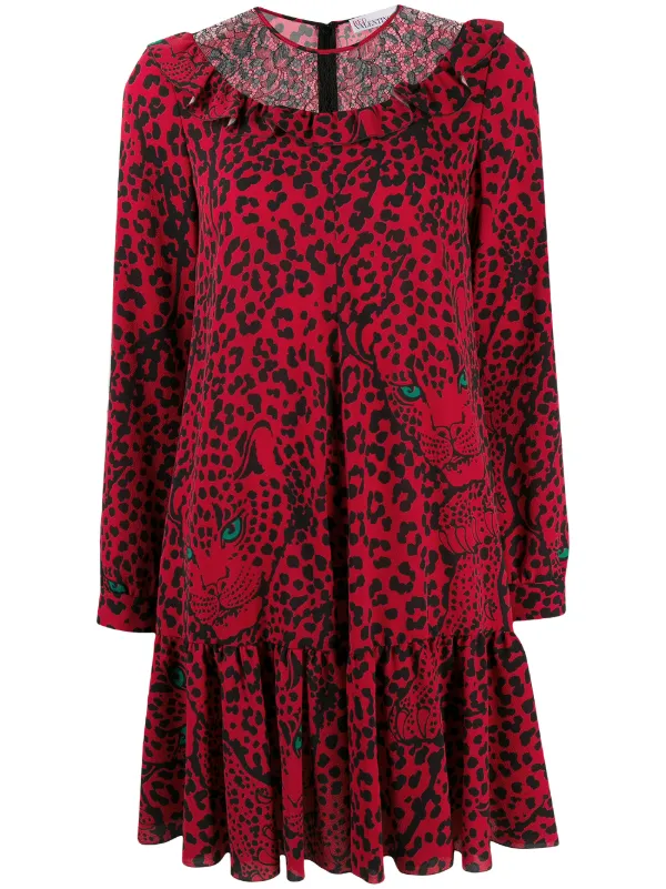 red leopard print shift dress