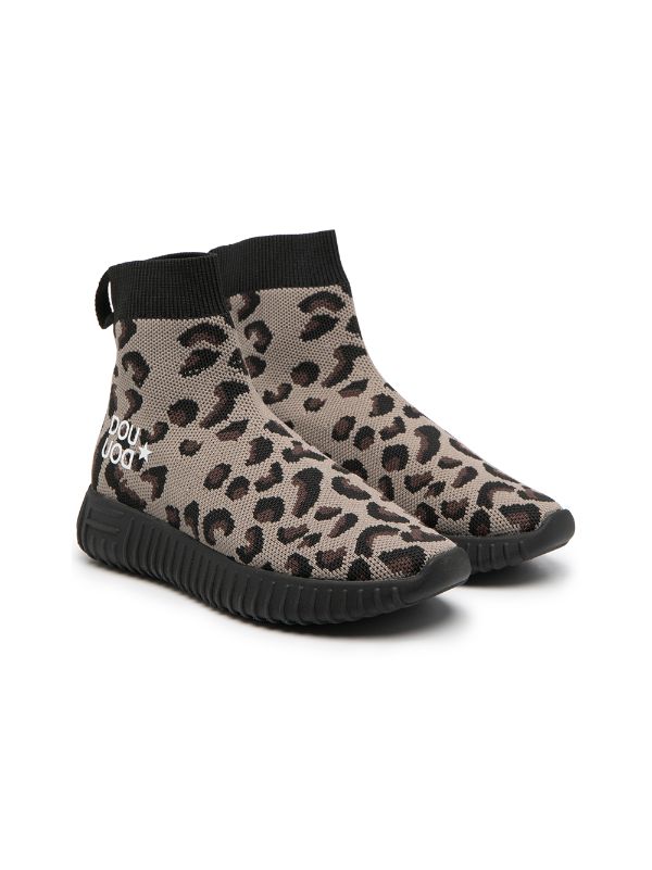 Shop Douuod Kids leopard print sock 