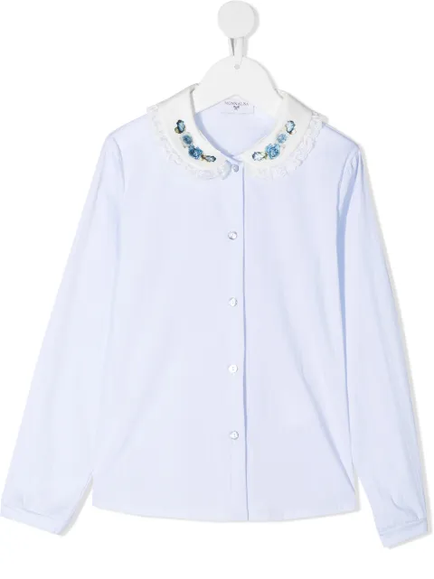 Monnalisa Camisa com bordado floral