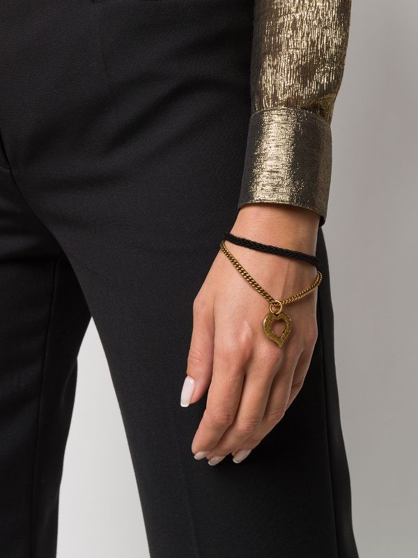 Ysl charm bracelet in gold deals brass