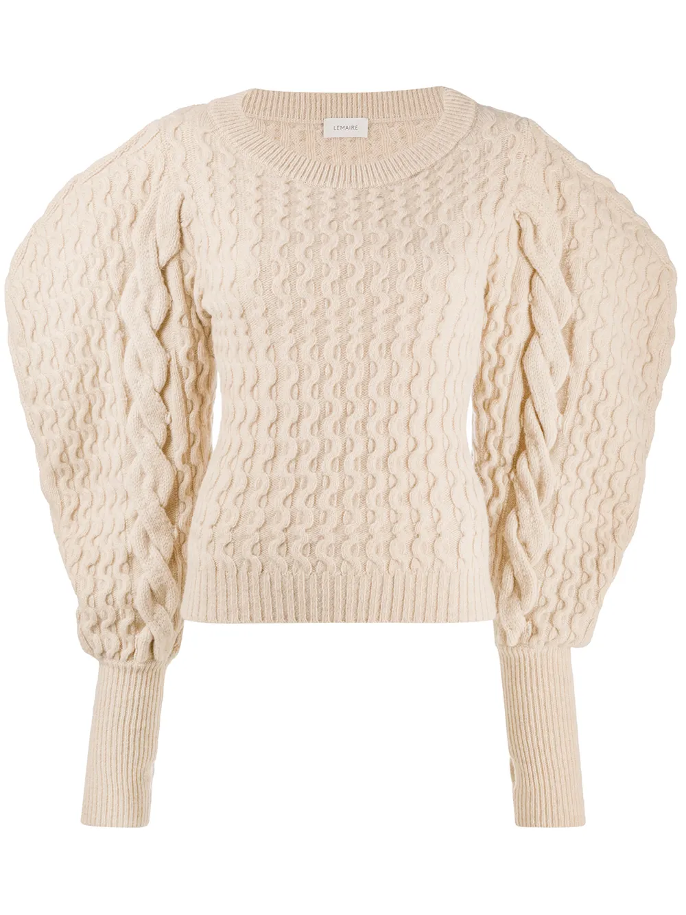 puff sleeve cable knit sweater