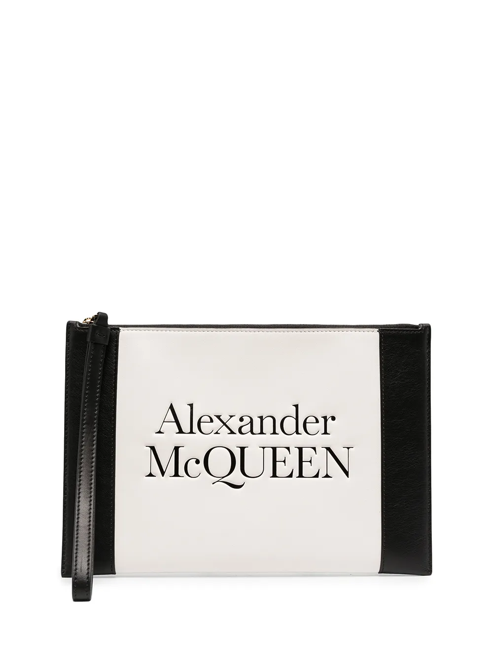 

Alexander McQueen embossed logo colour block clutch - Neutrals